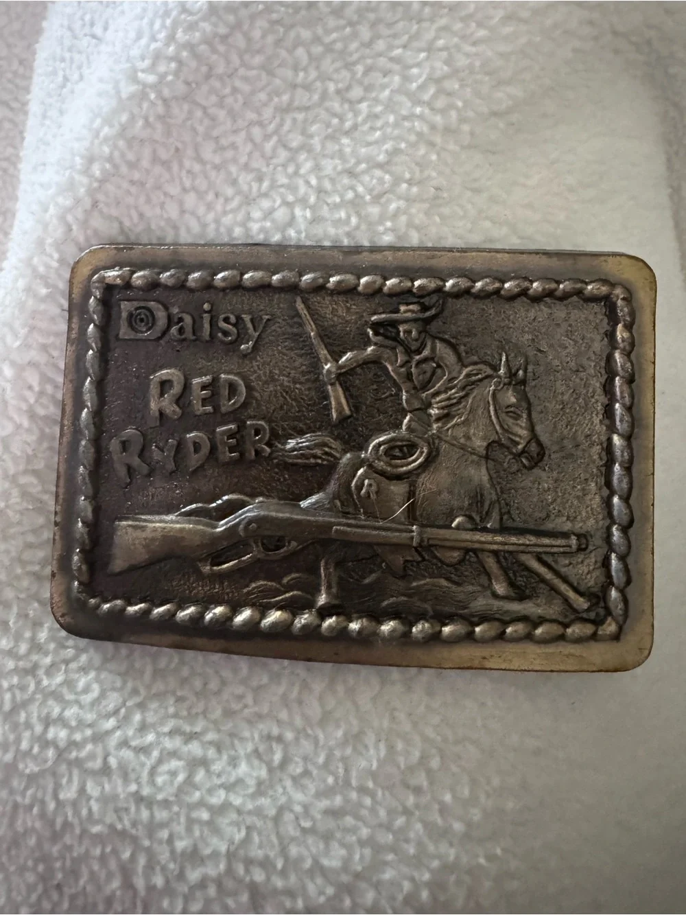 Brass Daisy Red Ryder Western Embossed Belt Buckle —